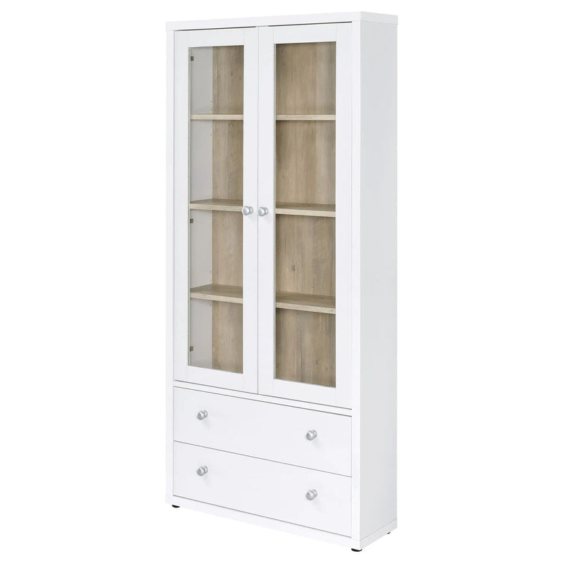 Hawthorne 4-shelf Glass Door Tall Cabinet with Drawers White by Unique Piece Furniture