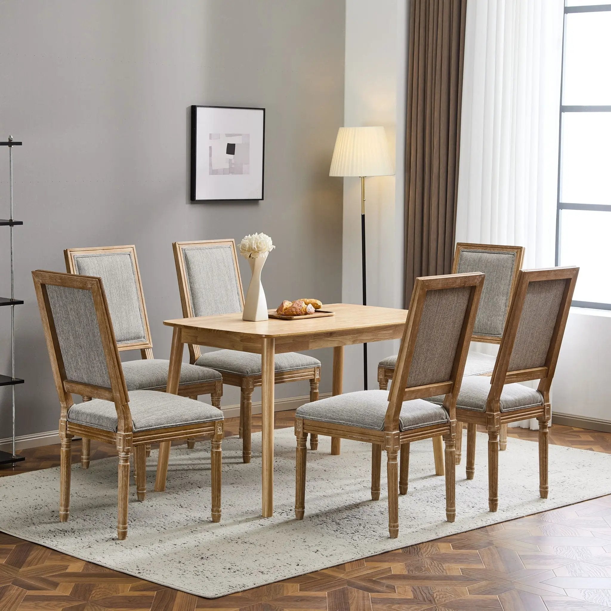 French Country Style Dining Chair With Upholstered Seating And Fluted Legs by HouseOfZazla