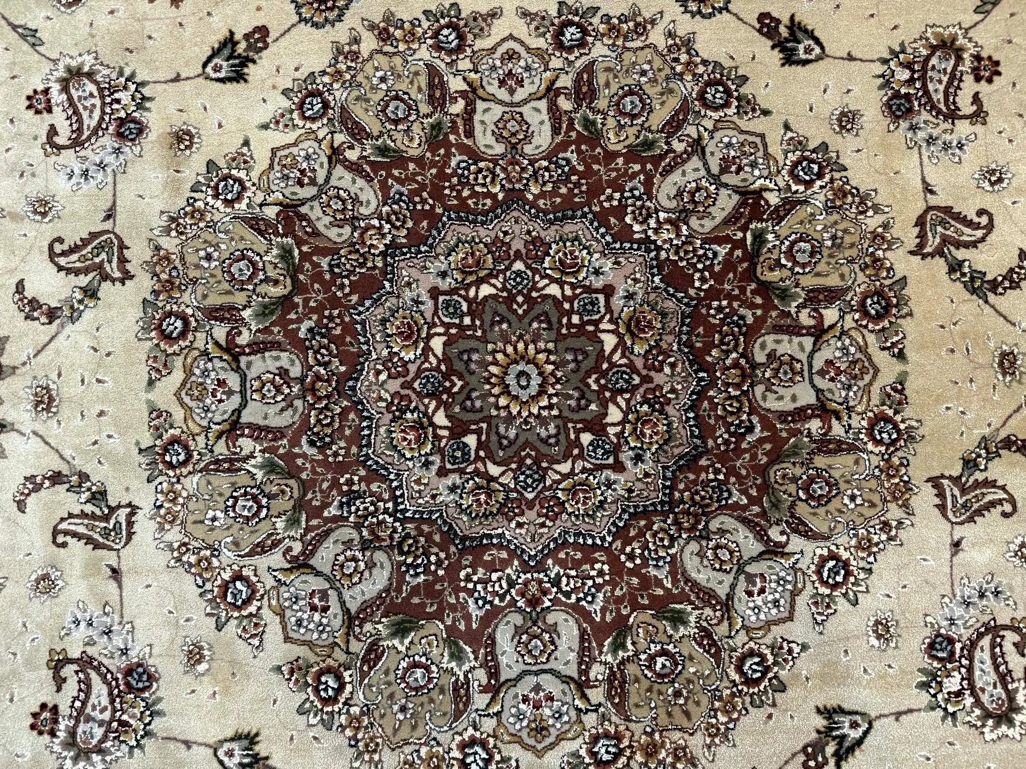 Sino Persian Rug 8x10, Wool and Silk Highlights, 290 KPSI, Floral Medallion by Jewel Rugs