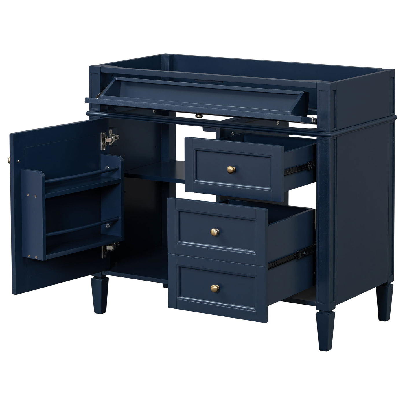 Bathroom Vanity With 2 Drawers And Tip-Out Drawer, Storage Cabinet by Unique Piece Furniture