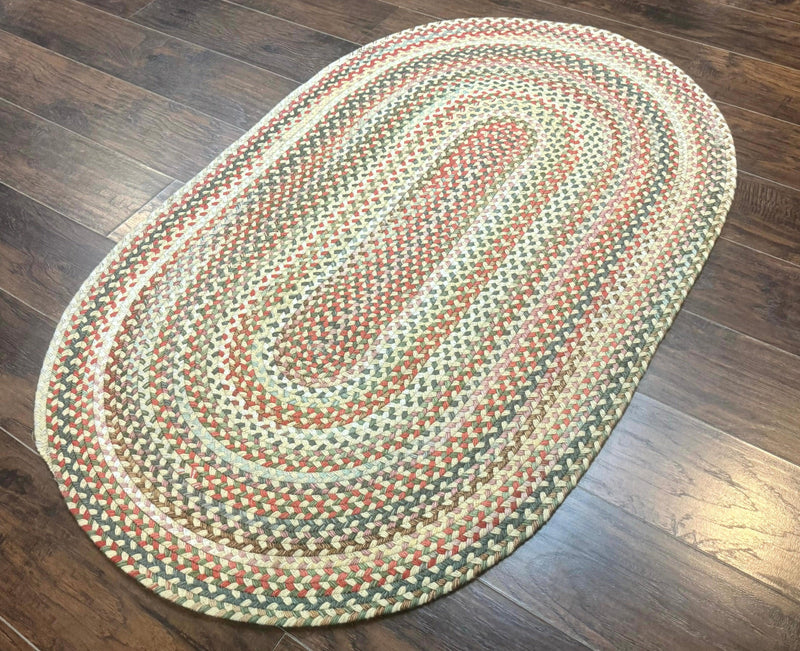 Braided American Oval Rug 3x5, Multicolor, Hand Braided by Jewel Rugs