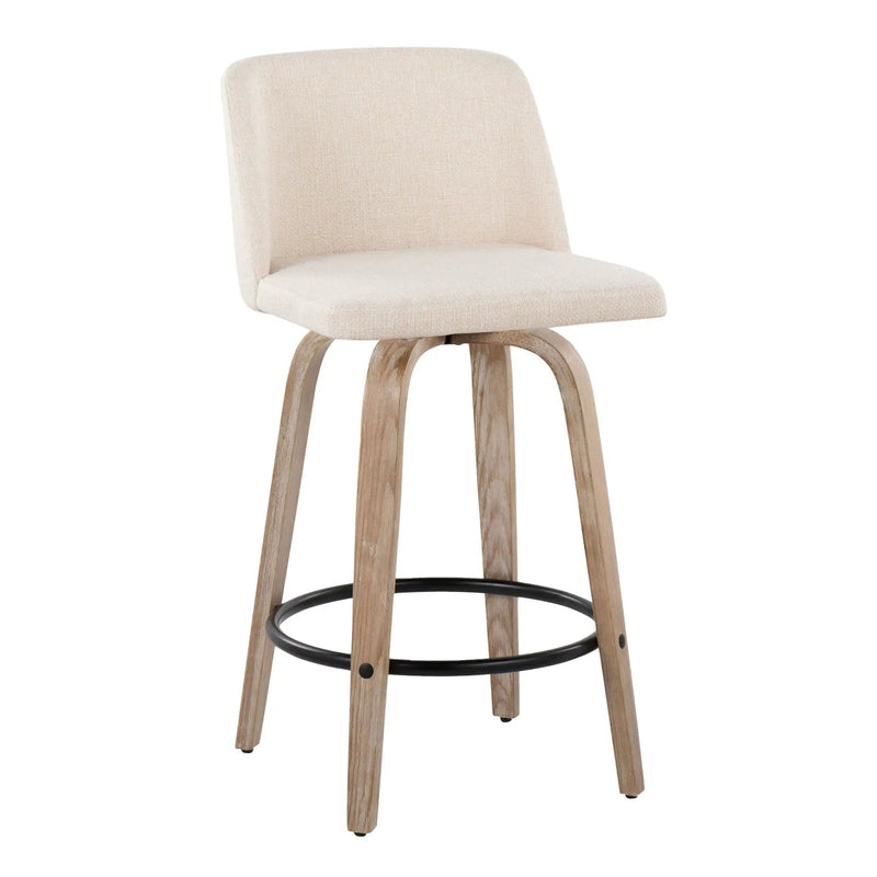 Toriano - Contemporary Fixed-Height Counter Stool & Swivel With Round Footrest (Set of 2) by Unique Piece Furniture