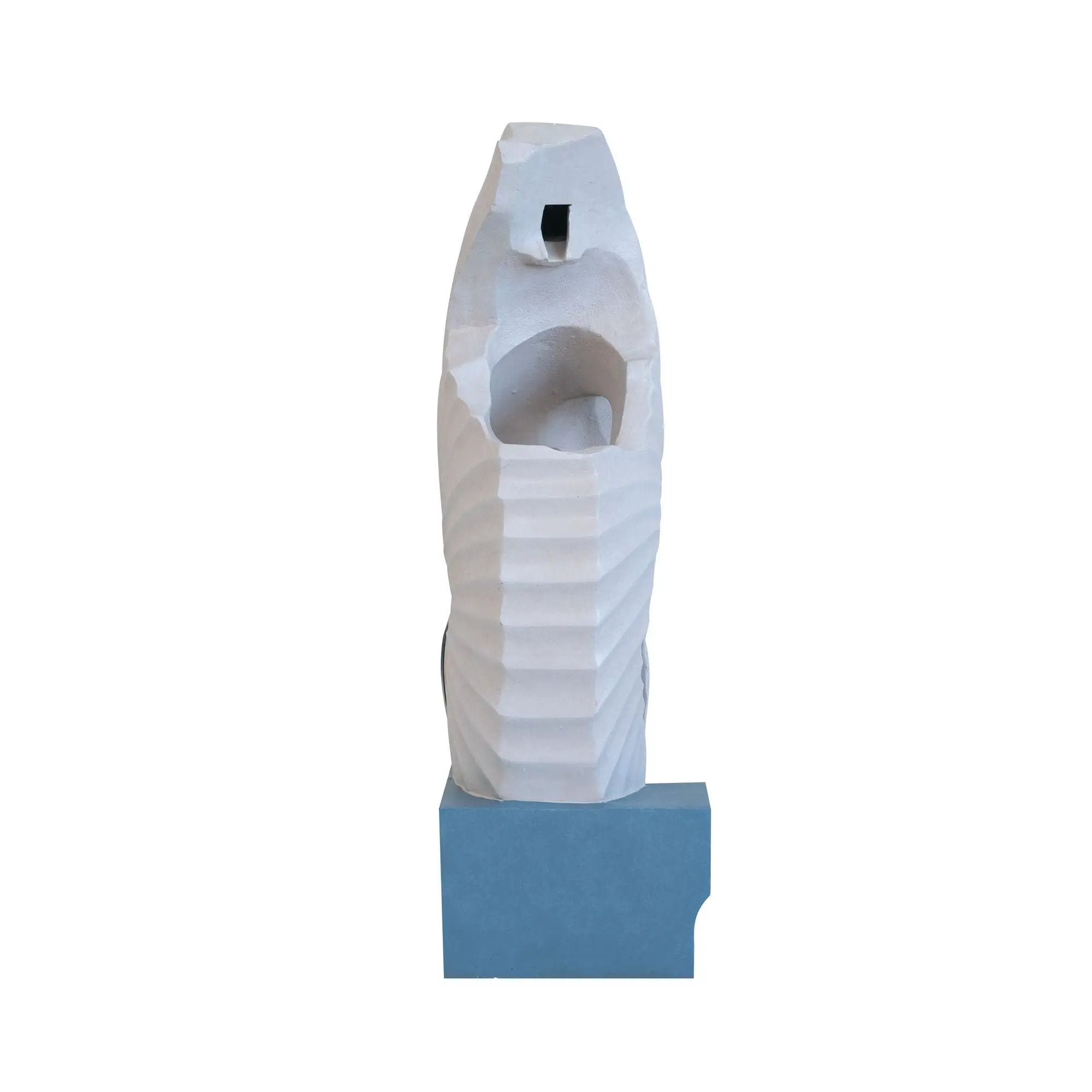 Abstract Water Fountain With Base With Light, For Indoor And Outdoor - White / Blue by Unique Piece Furniture