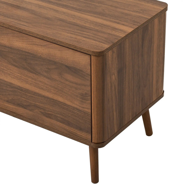 TV Stand For TVs Up To 85" With Soft-Close Doors, Open Shelf, Cable Management - Walnut by HouseOfZazla