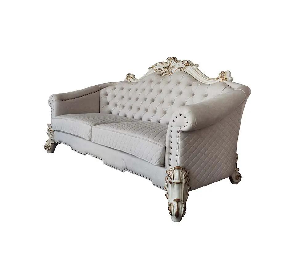 Vendome II - Sofa With 6 Pillows - Two Tone Ivory Fabric & Antique Pearl by Unique Piece Furniture