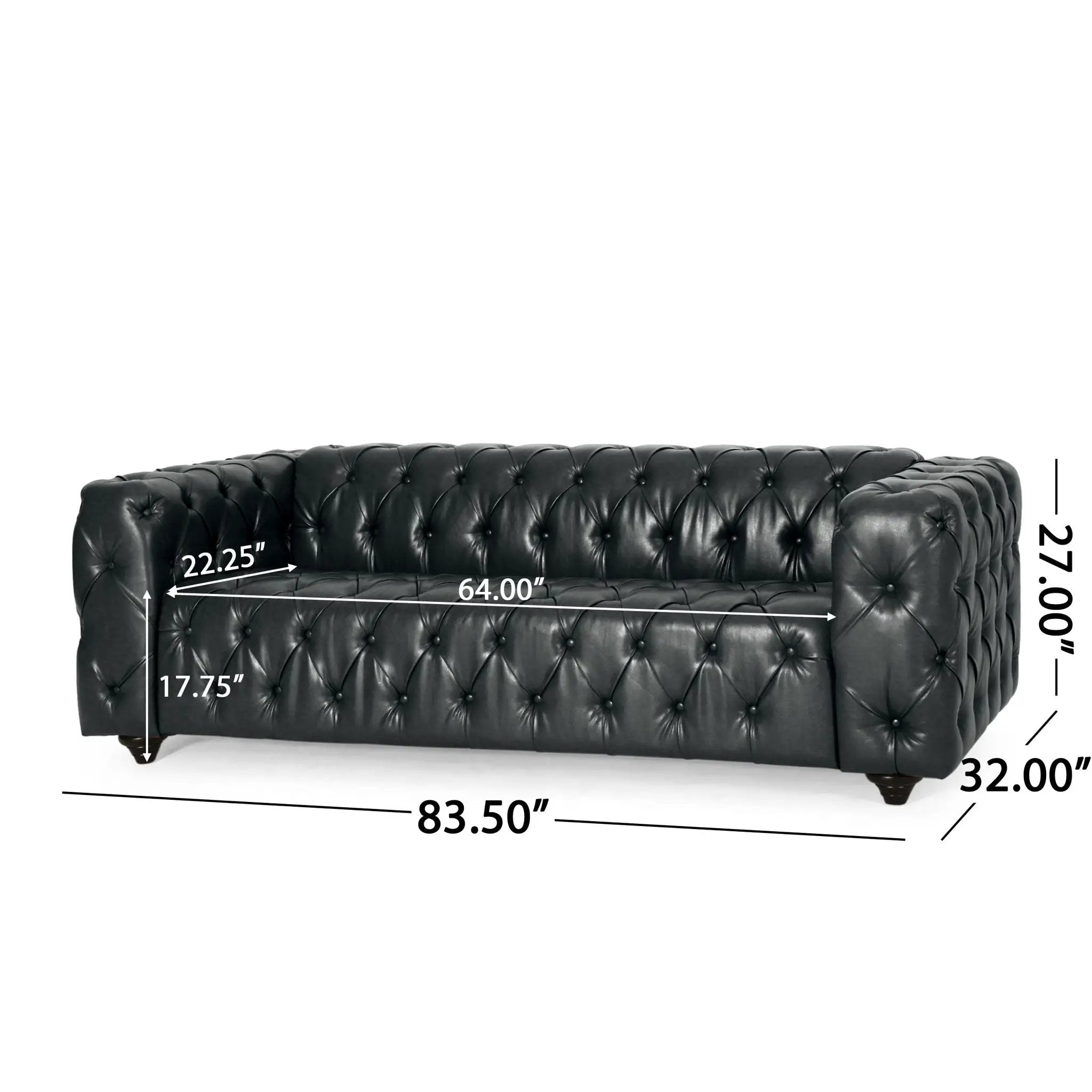 Comfy 3 Seat Sofa with Wooden Legs - Black by HouseOfZazla