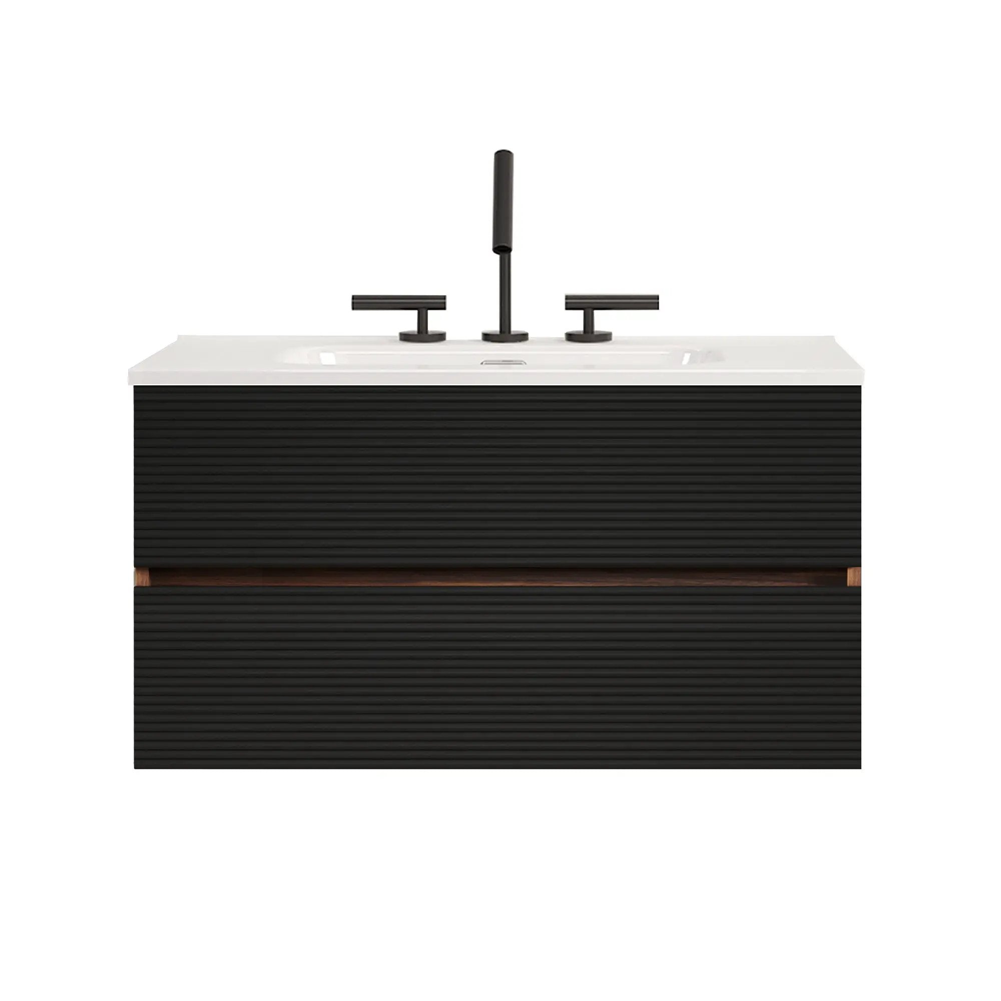 Gloria 36" Wall Mounted Soft Black Bathroom Vanity by HouseOfZazla