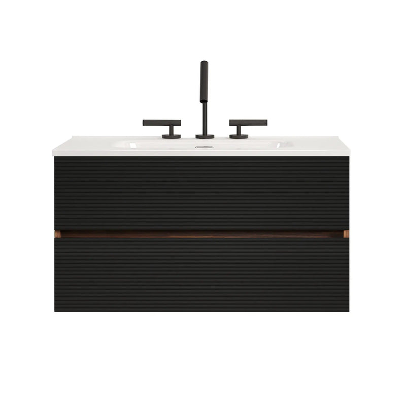 Gloria 36" Wall Mounted Soft Black Bathroom Vanity by HouseOfZazla