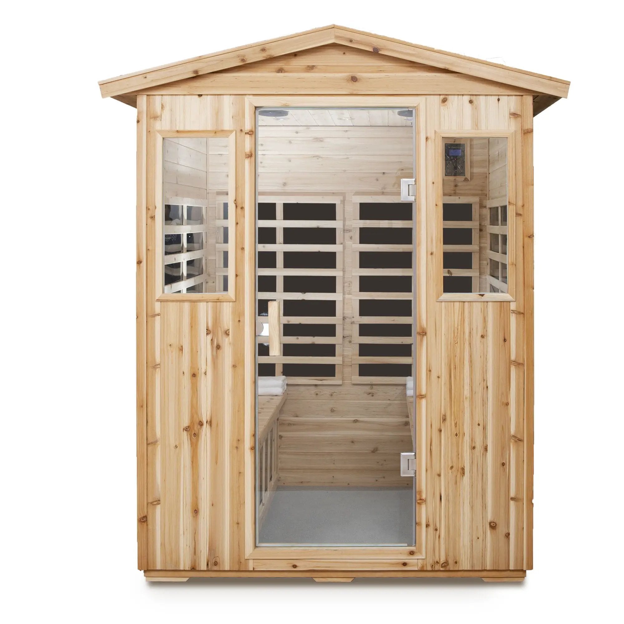 4 Person Old Fir Far Infrared Outdoor Sauna Room - Natural by HouseOfZazla