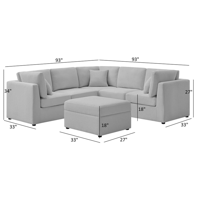 Chauncy - Sectional With Storage Ottoman by HouseOfZazla