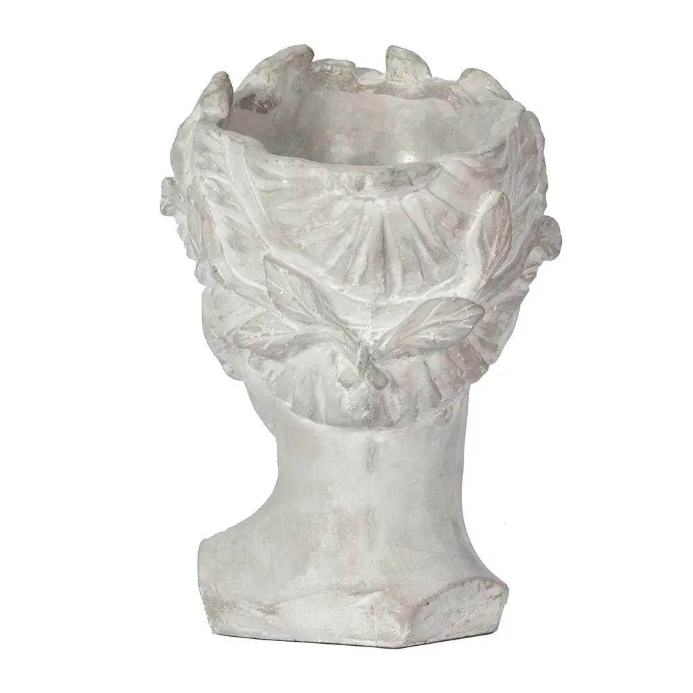 Greek Style Cement Head Planter Indoor Outdoor Home Garden Decor - Gray by HouseOfZazla