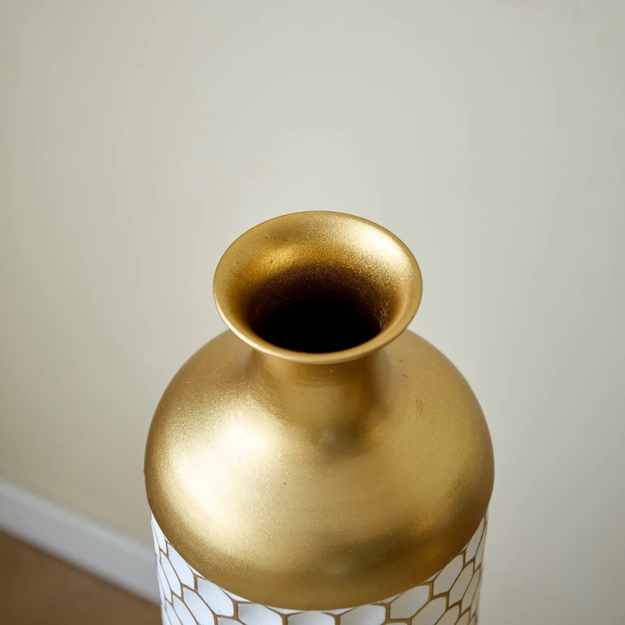 3-Piece Modern Metal Vase Set - White & Gold by HouseOfZazla