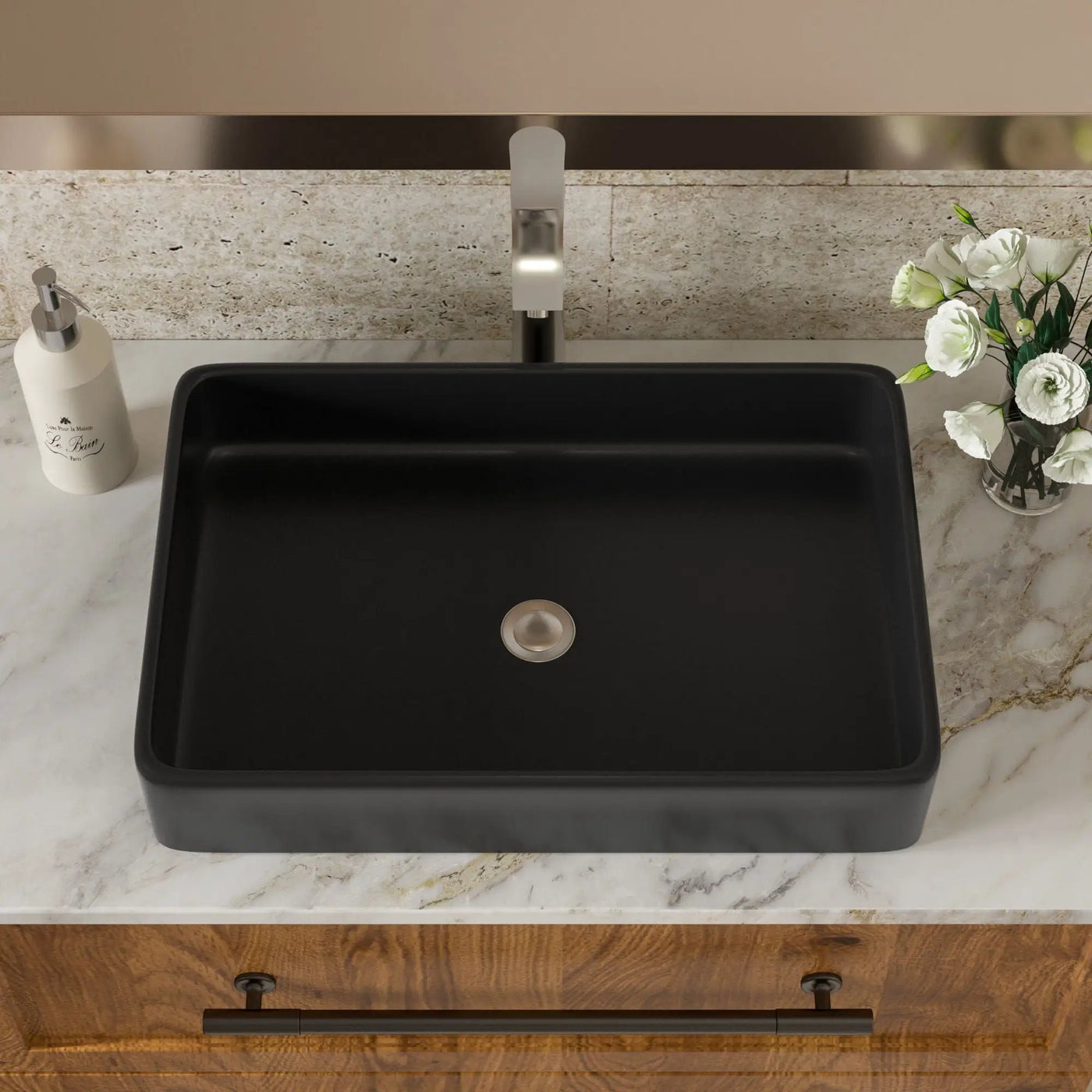 Modern European Design Ceramic Rectangular Vessel Bathroom Sink by HouseOfZazla