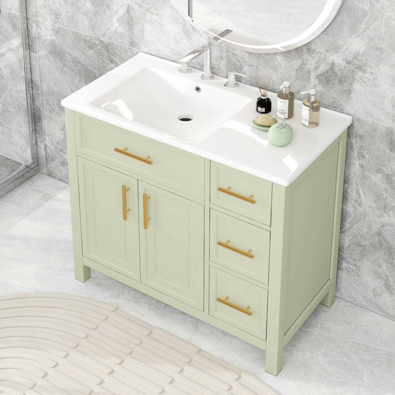 36" Bathroom Vanity with Sink Top, Cabinet with Two Doors and Three Drawers by HouseOfZazla