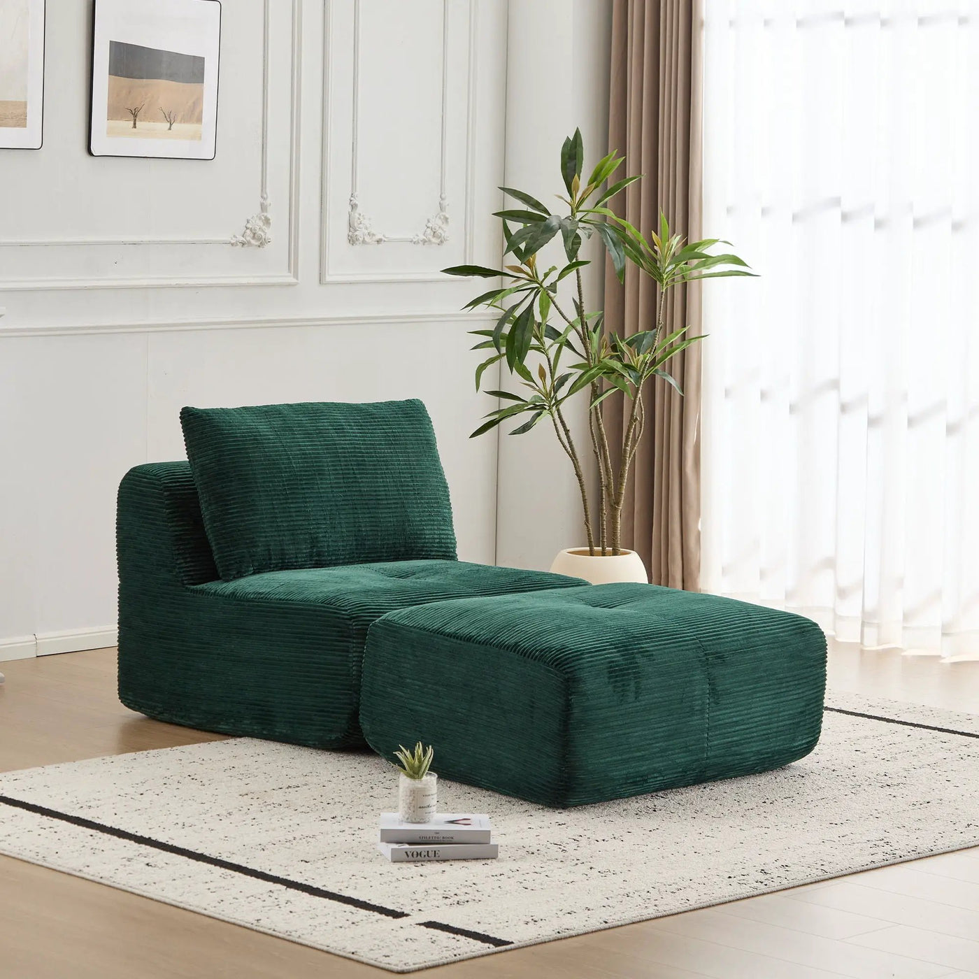Single Chaise Longue With Movable Ottoman For Living Room by Unique Piece Furniture