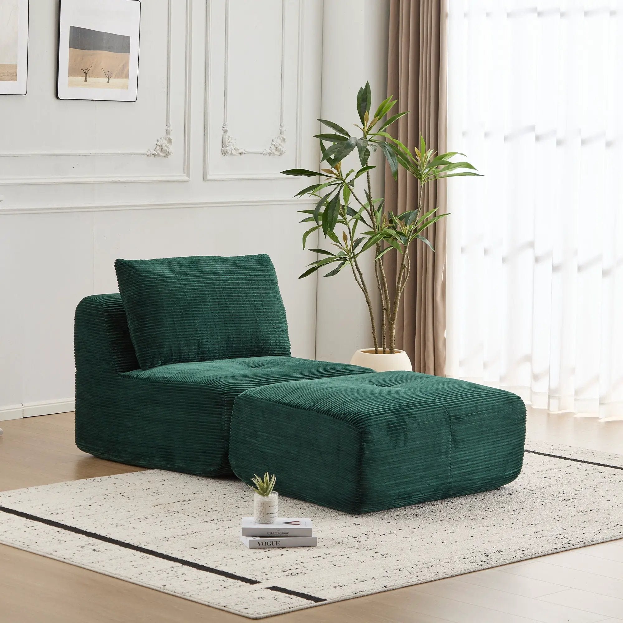 Single Chaise Longue With Movable Ottoman For Living Room by Unique Piece Furniture