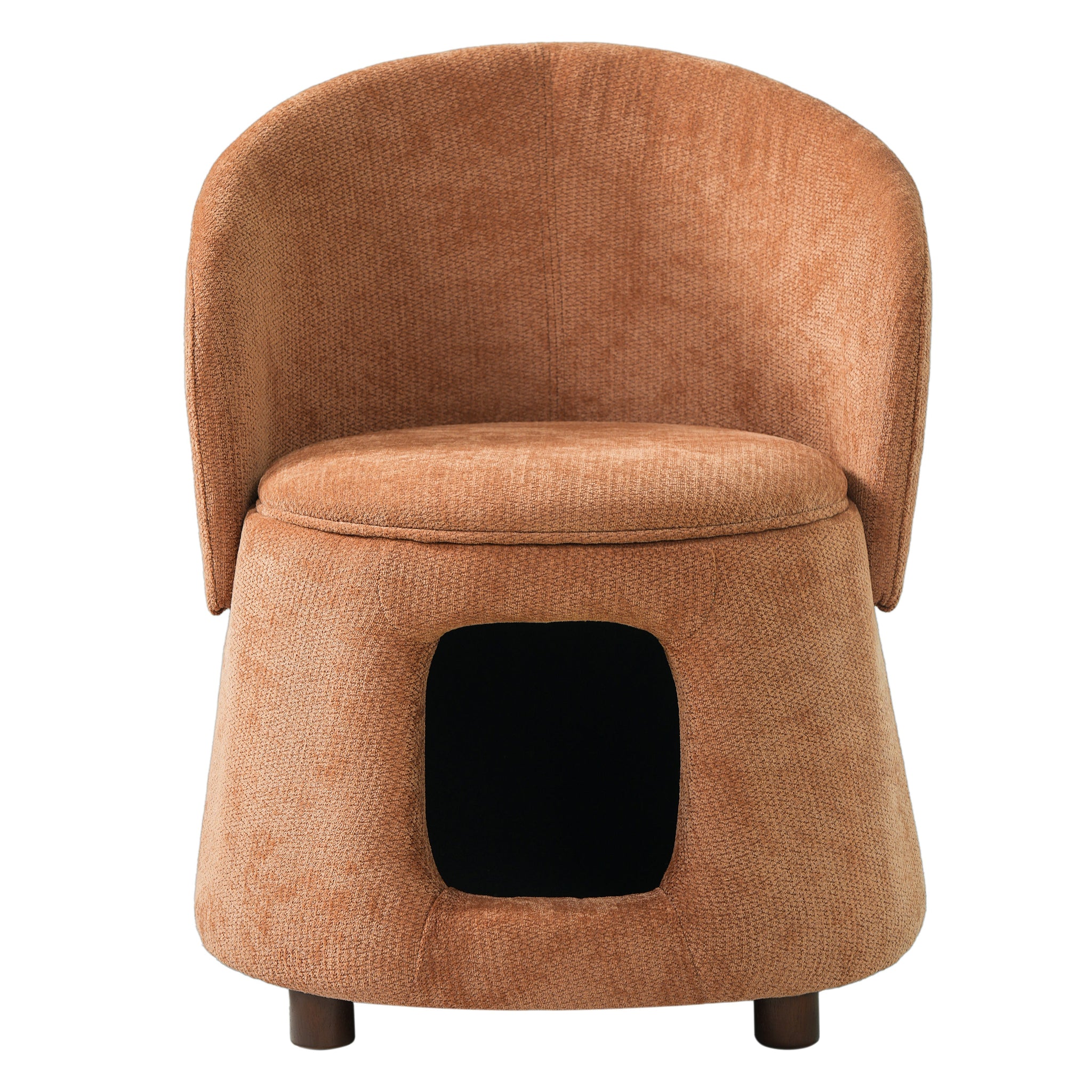 Orange Pet Friendly Chair with Hidden Pet Nook, Convertible Stool, and Storage Seat by HouseOfZazla