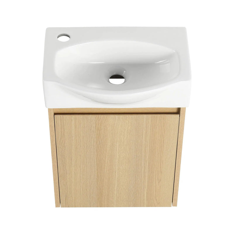 Modern Bathroom Vanity With Ceramic Basin, Wall Mounted Floating Sink Combo, Storage Cabinet by HouseOfZazla