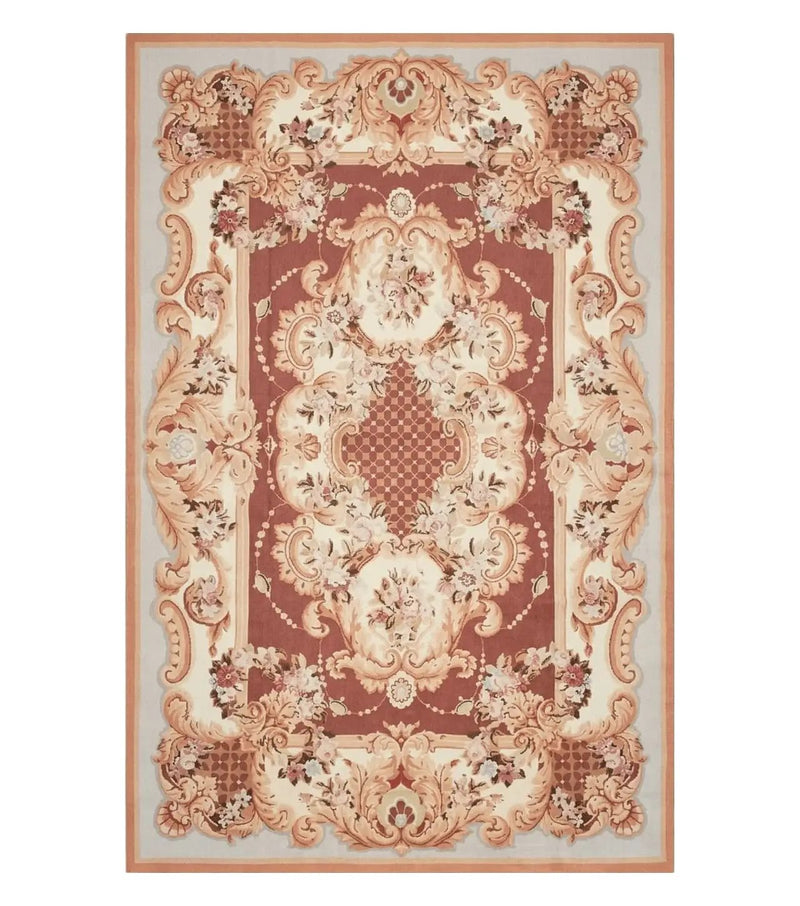 6' X 9' Vintage Handmade Chinese Needlepoint Wool Rug Flat Weave by Jewel Rugs