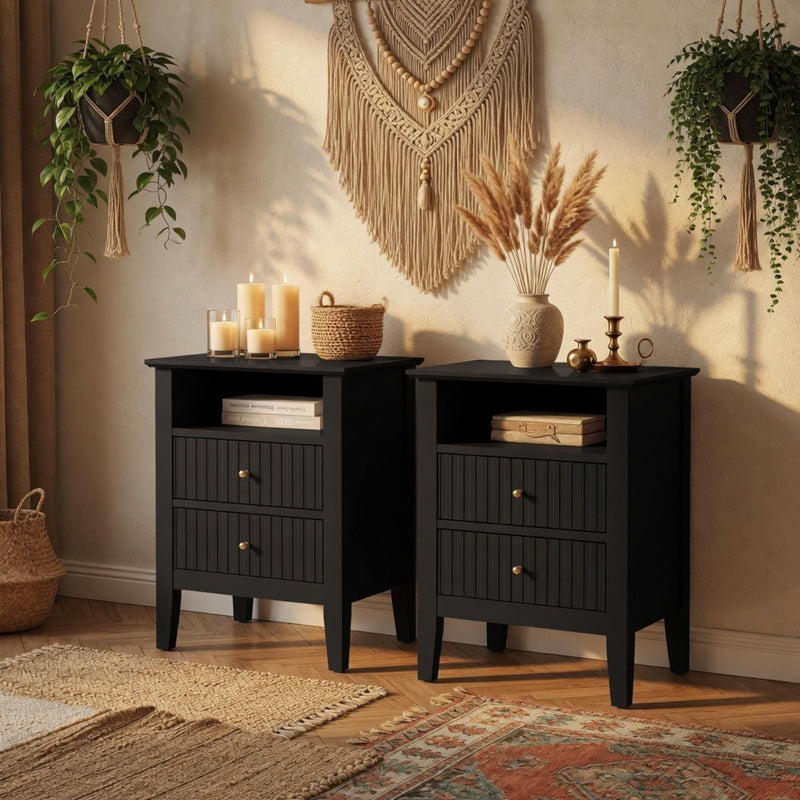 Fluted Nightstand With 2 Drawers by HouseOfZazla
