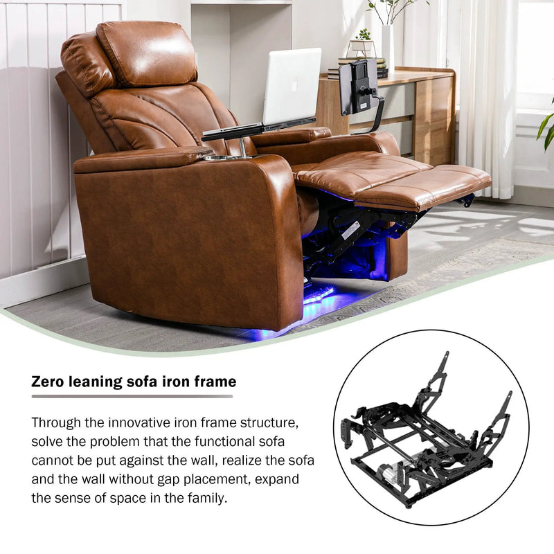 Power Motion Recliner Electric Power Recliner With USB Charging Port, Hidden Arm Storage, Convenient Cup Holder And tooth Speaker by HouseOfZazla