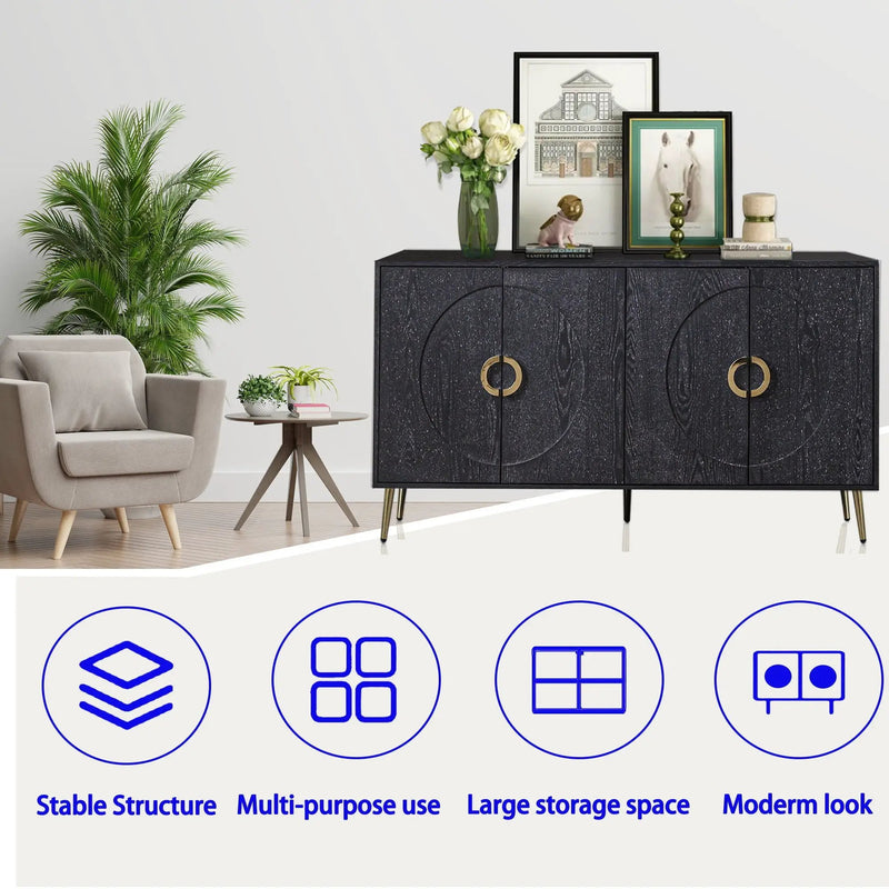 Modern Lacquered 4 Door Wooden Cabinet Sideboard Buffet Server Cabinet Storage Cabinet, For Living Room, Entryway, Hallway, Office, Kitchen And Dining Room by Unique Piece Furniture
