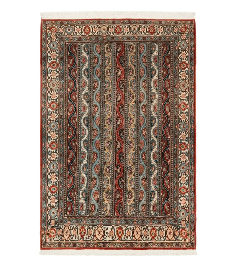 Persian Qum Rug 4x7, Striped Paisley Boteh Design by Jewel Rugs