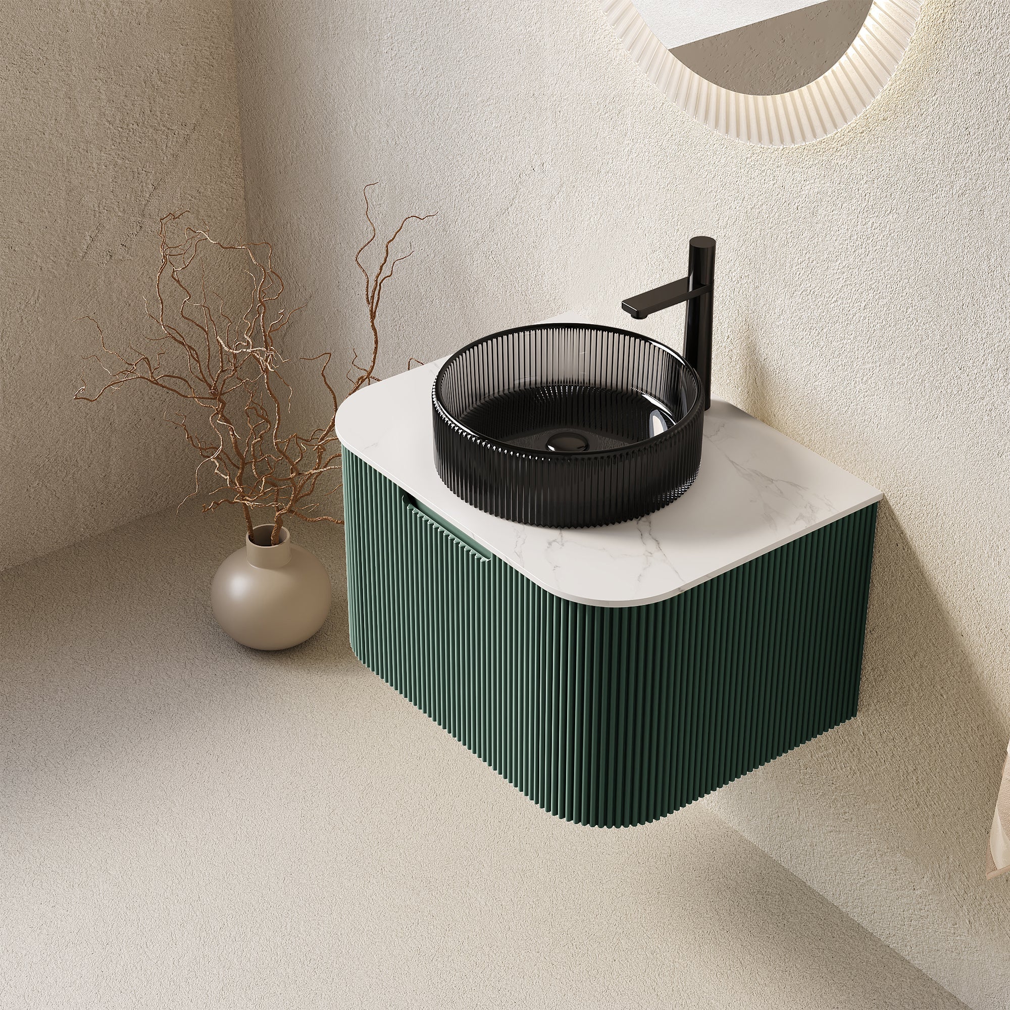 Dina 24" Bathroom Vanity & Sink with Floating Curved Edges by HouseOfZazla
