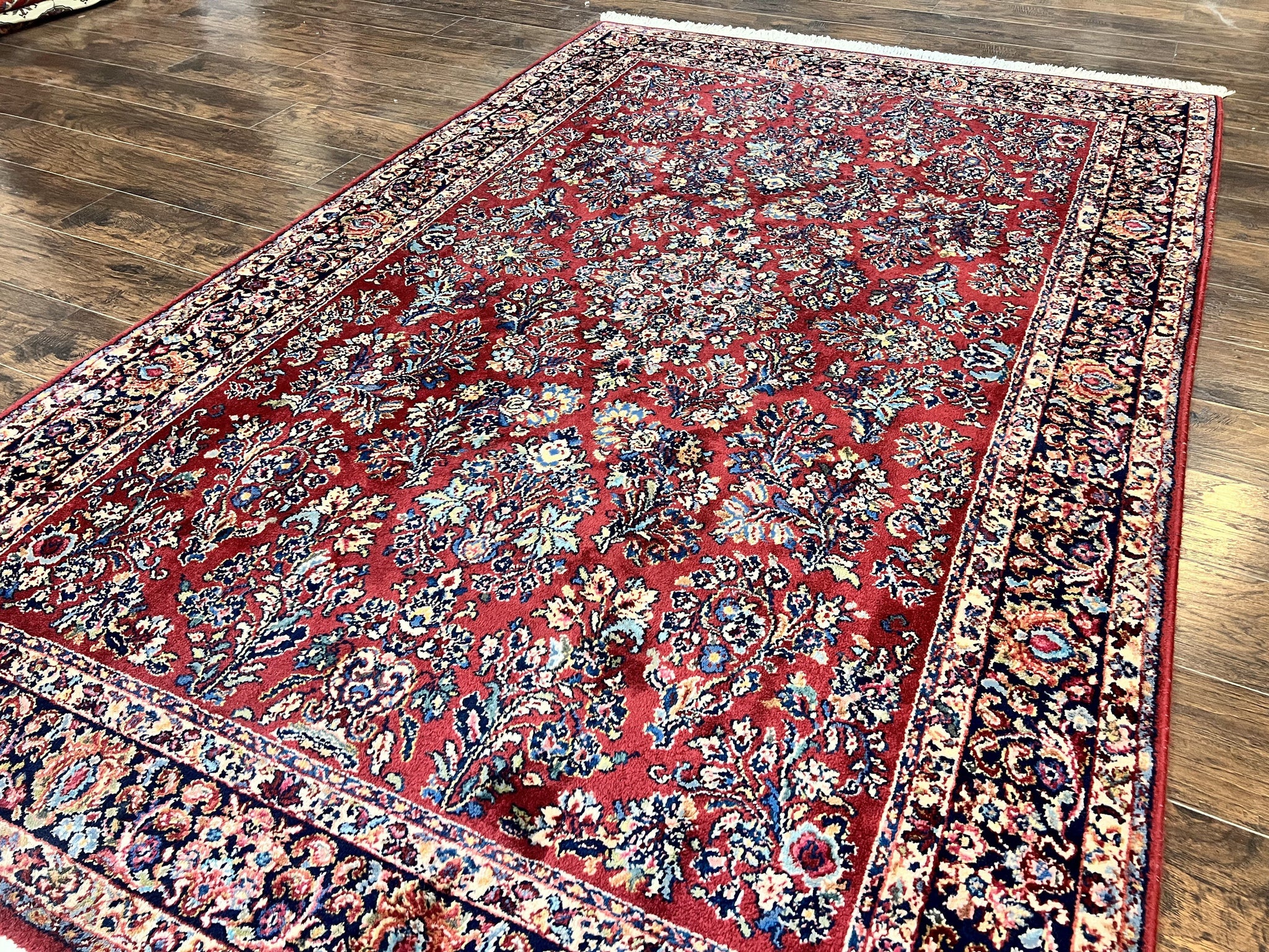 Karastan Rug 5.9 x 9 Red Sarouk #785, Wool Karastan Carpet, Original 700 Series, Vintage Karastan Oriental Rug Discontinued by Jewel Rugs