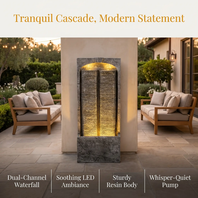 Cascading LED Outdoor Water Fountain - 39" H by HouseOfZazla