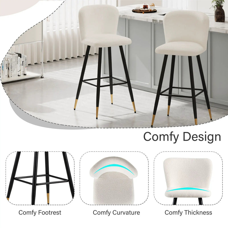 Modern Style Barstool, Tipped Ends, Suitable For Various Decoration Styles - White by HouseOfZazla