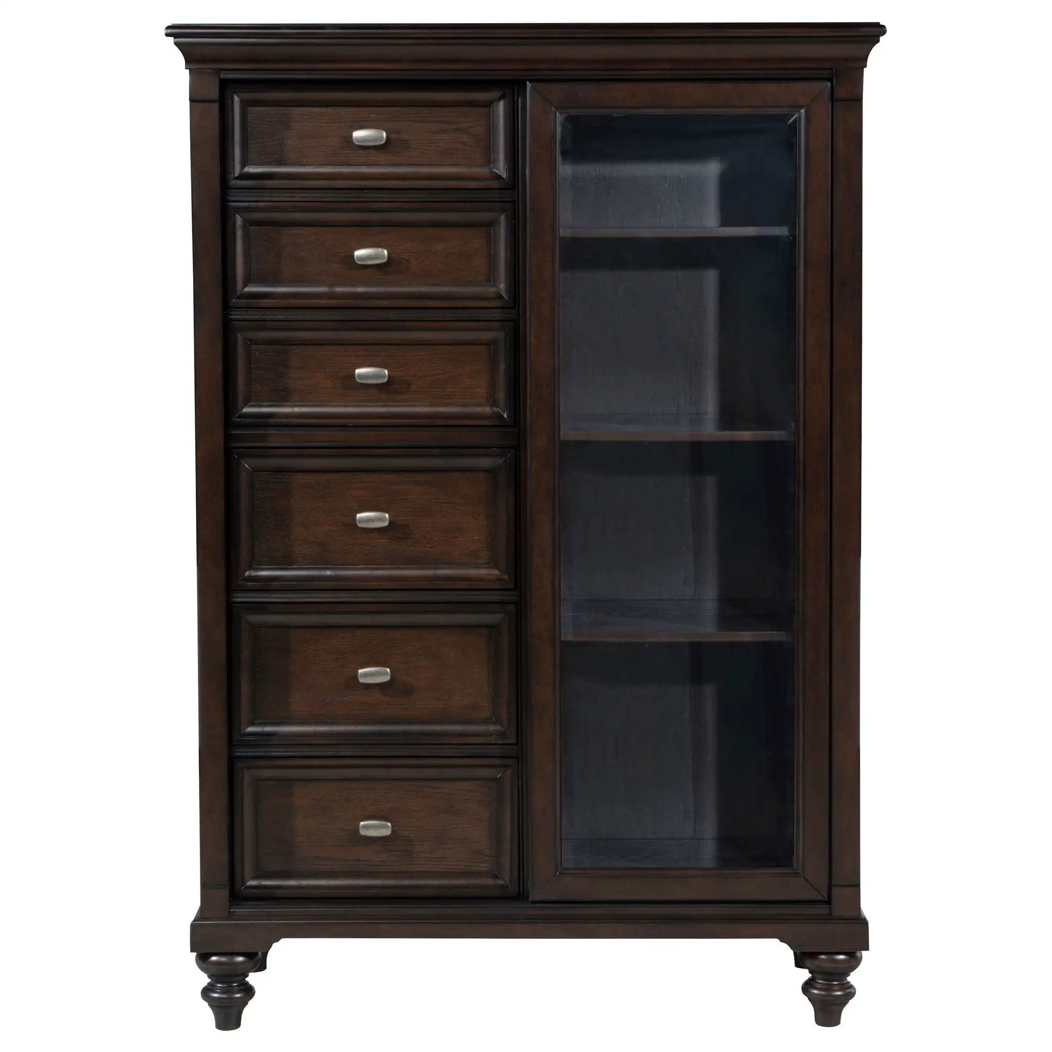Andover 6-drawer Tempered Glass Door Chest Dark Oak by Unique Piece Furniture