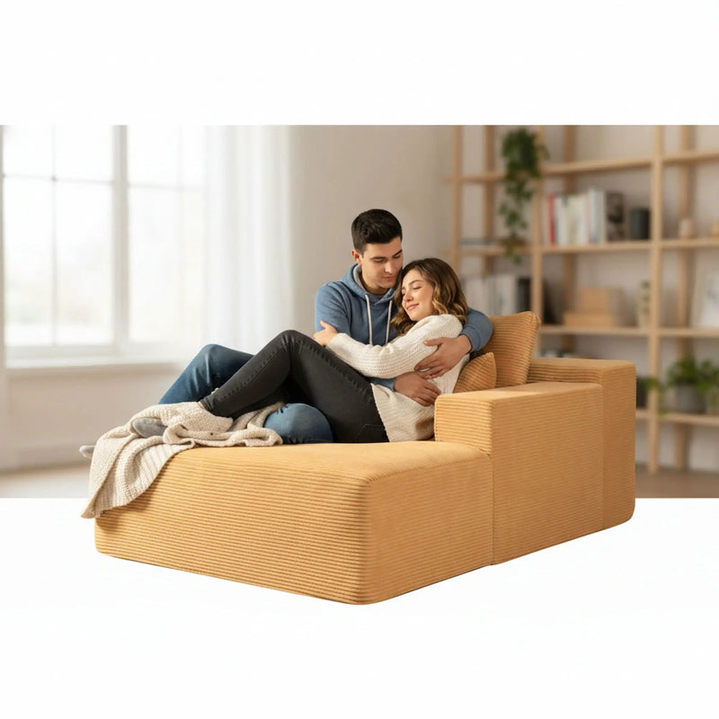 Convertible Chaise Lounge Chair With Wide Armrest & Throw Pillows by HouseOfZazla
