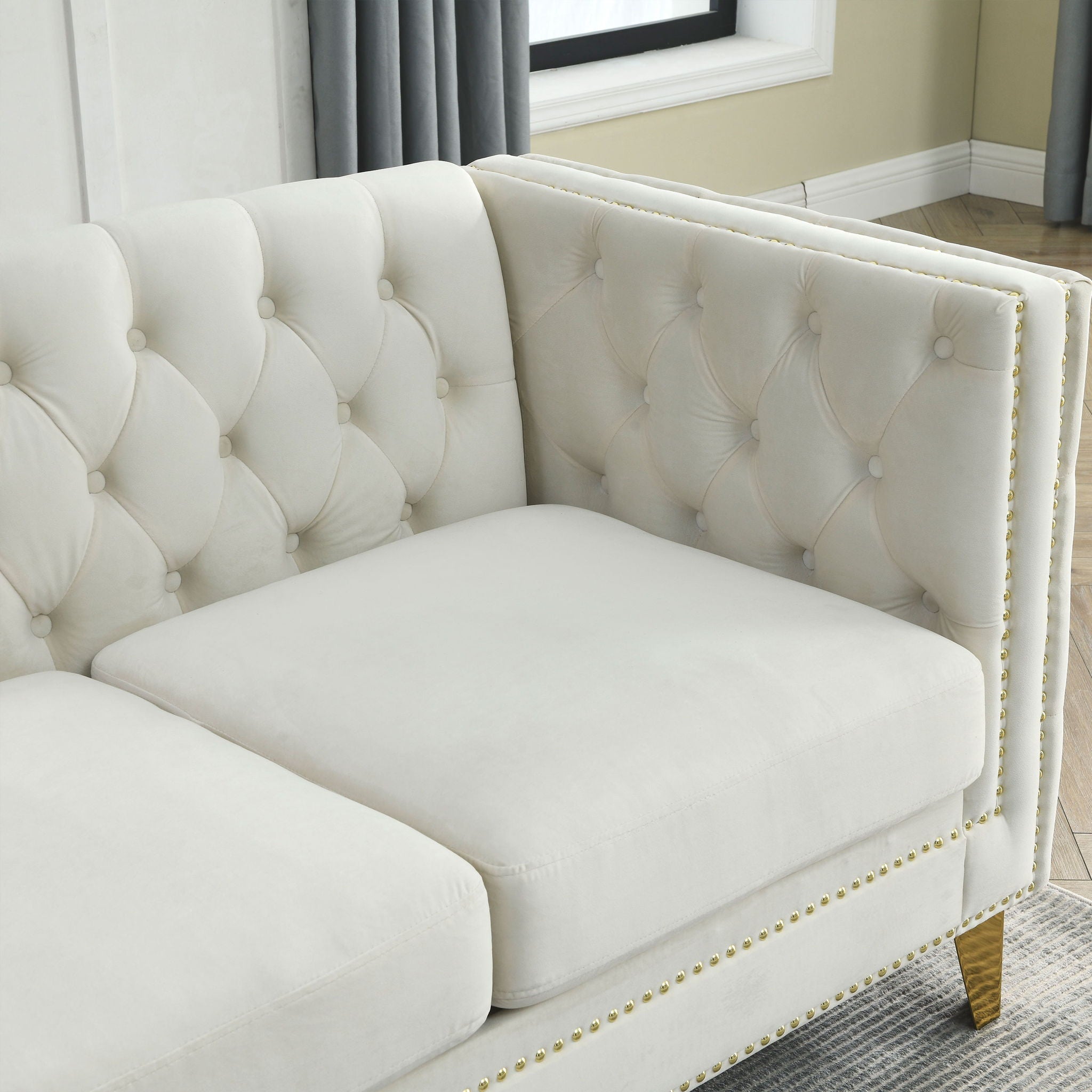 L-Shaped Corner Sofa, 5 Seater Sectional With Tufted Design by HouseOfZazla