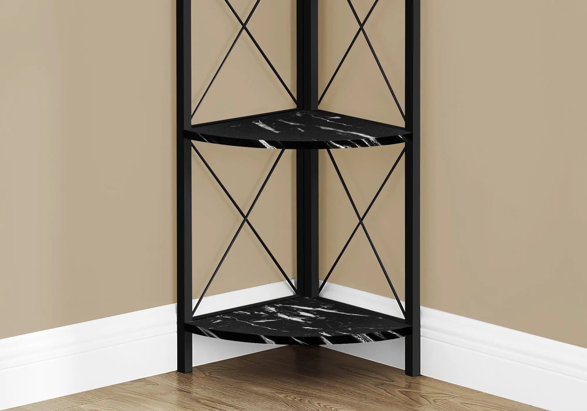 4-Tier Corner Bookshelf with Marble Look and Metal Frame by HouseOfZazla