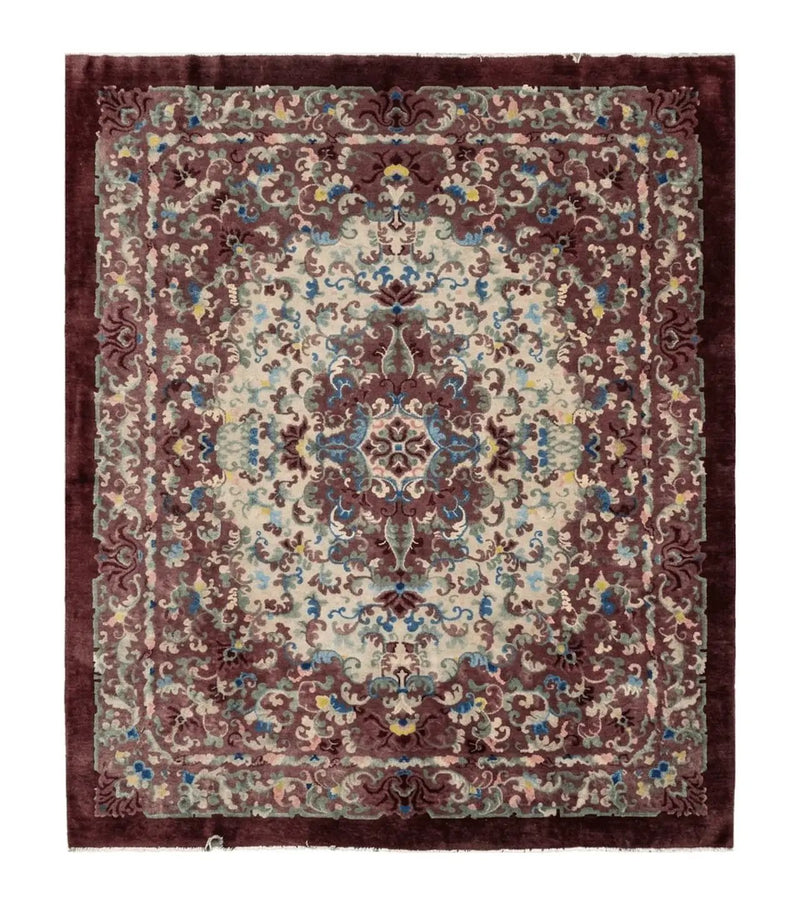 8' X 10' Vintage Handmade Chinese Art Deco Peking Nichols Wool Rug Flowers Nice by Jewel Rugs