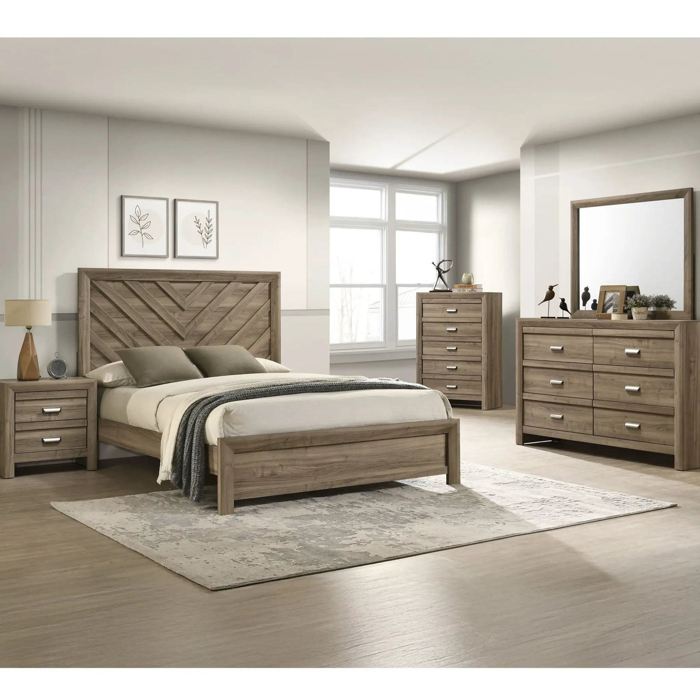 Modern Chevron Patterned Headboard Bed by Unique Piece Furniture