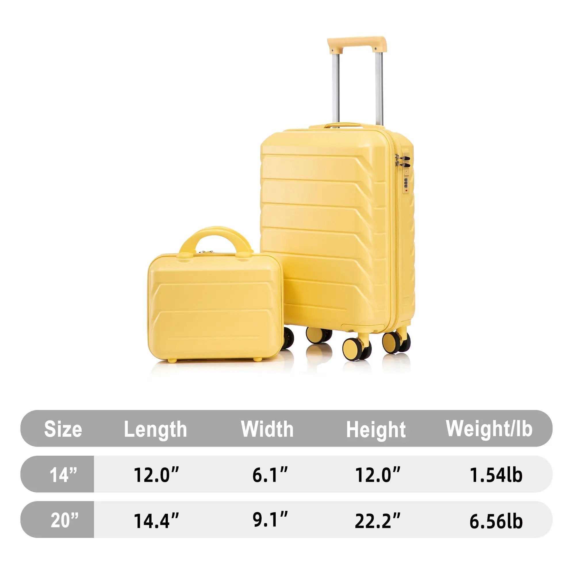 14'/20' 2-Piece ABS Spinner Wheel Luggage Set with Combination Lock by HouseOfZazla