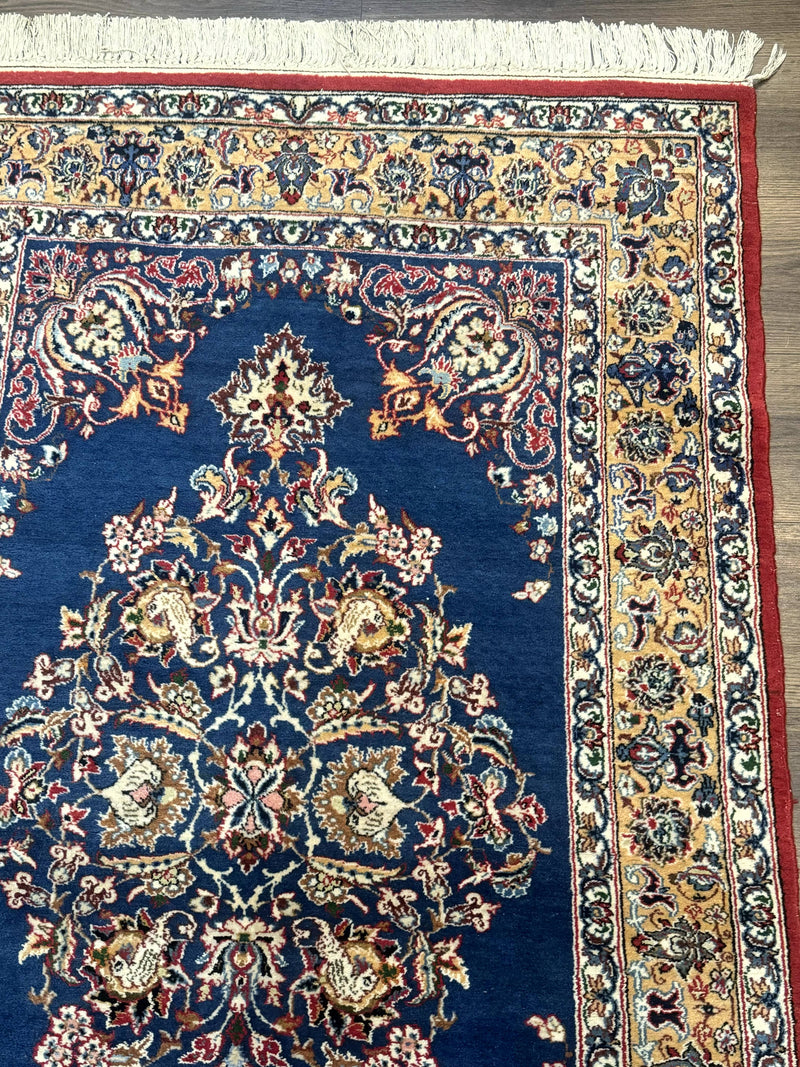 Blue Persian Qum Rug 3.6 x 5, Floral Medallion, Fine 310 KPSI by Jewel Rugs