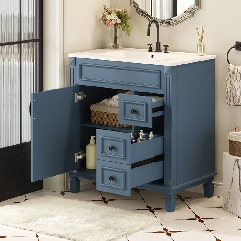 Bathroom Vanity With Sink, Cabinet With 2 Drawers And Adjustable Shelf by Unique Piece Furniture