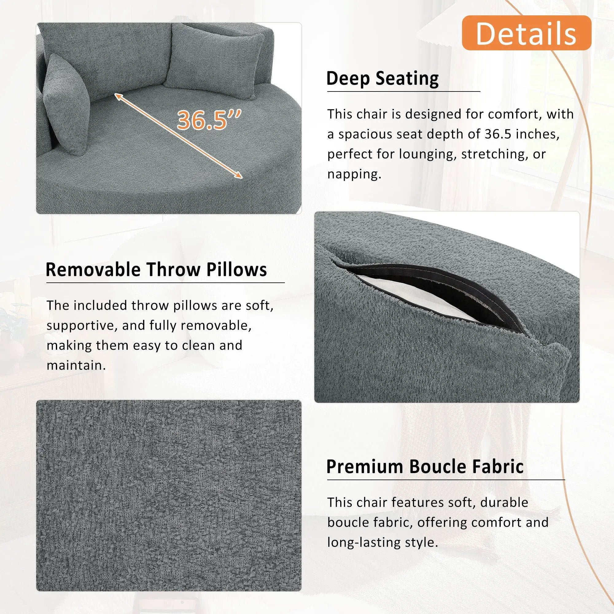360° Swivel Accent Barrel Chair With 3 Removable Pillows For Living Room by HouseOfZazla