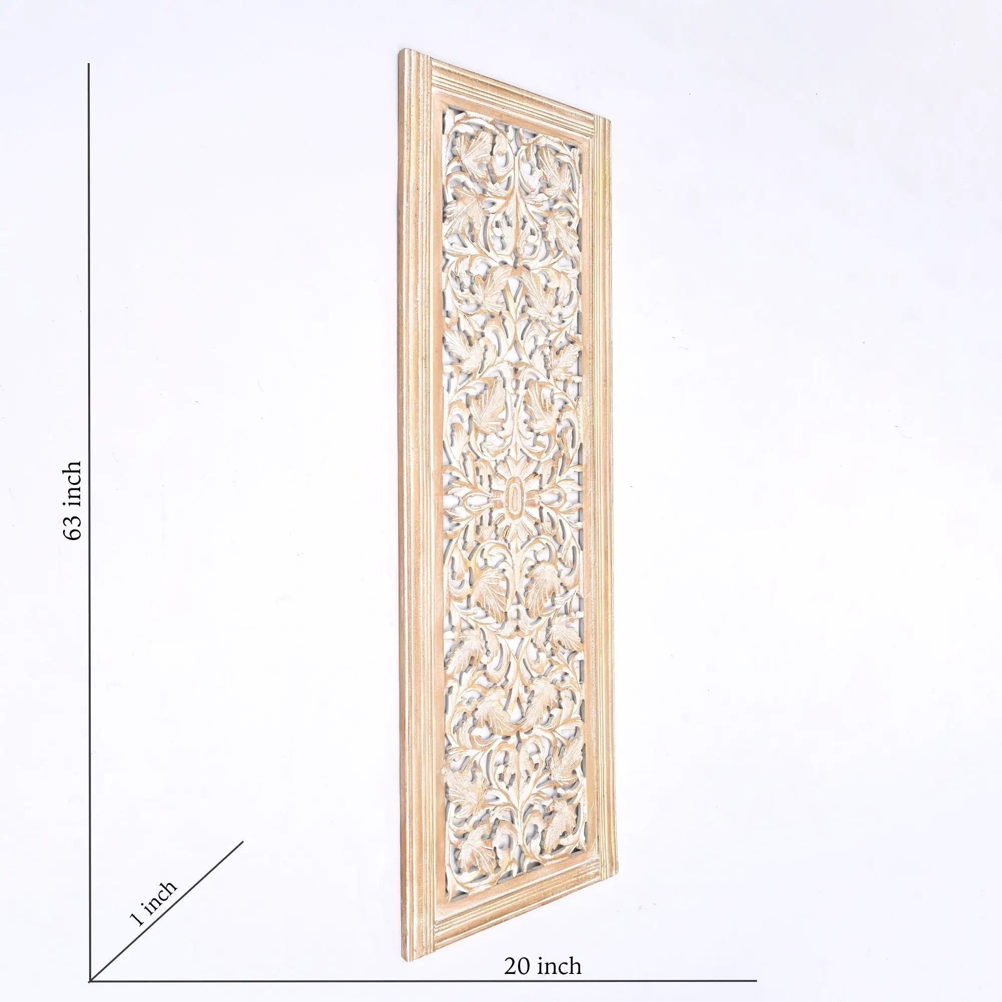 Floral Hand Carved Mandala Rectangular Wall Decor Accent - Gold / White by Unique Piece Furniture