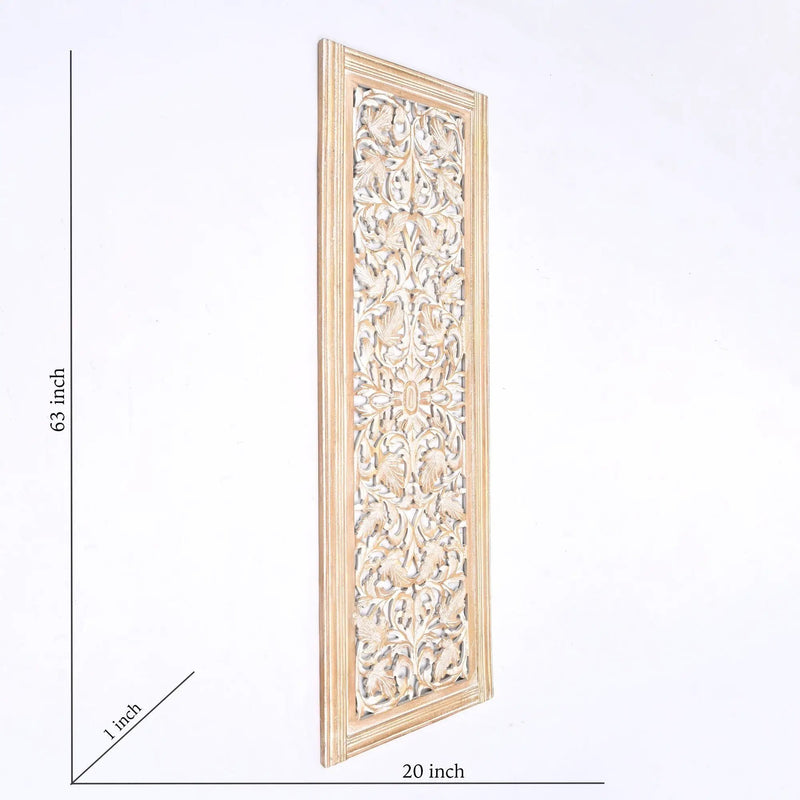 Floral Hand Carved Mandala Rectangular Wall Decor Accent - Gold / White by Unique Piece Furniture