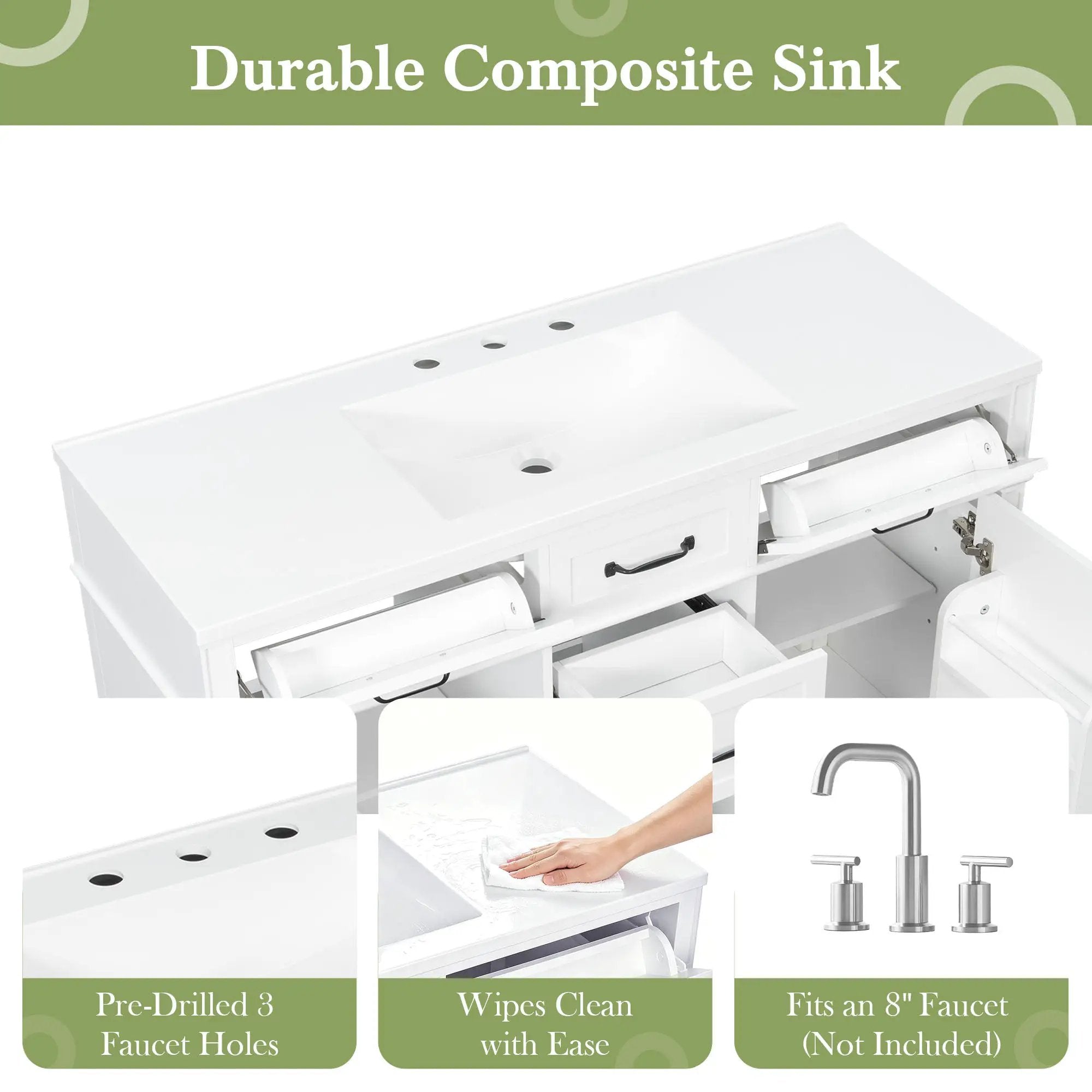 48" Composite Bathroom Vanity Top with Integrated Basin by HouseOfZazla