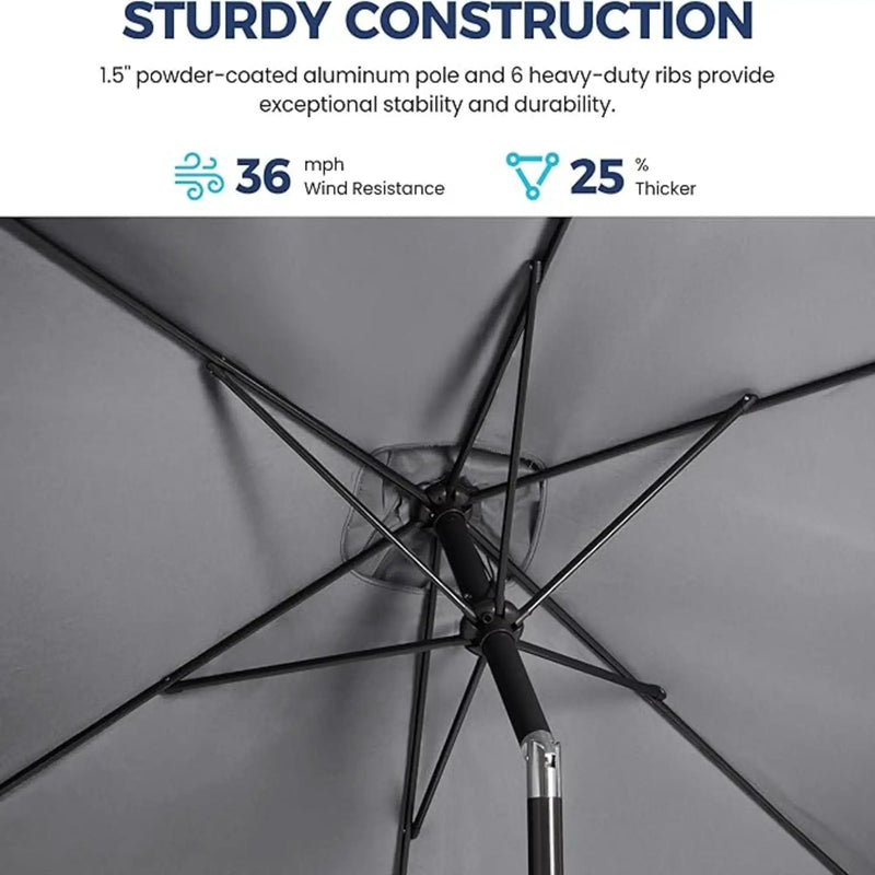 Rectangular Patio Umbrella With Crank Tilt, Polyester UV-Resistant Canopy by HouseOfZazla