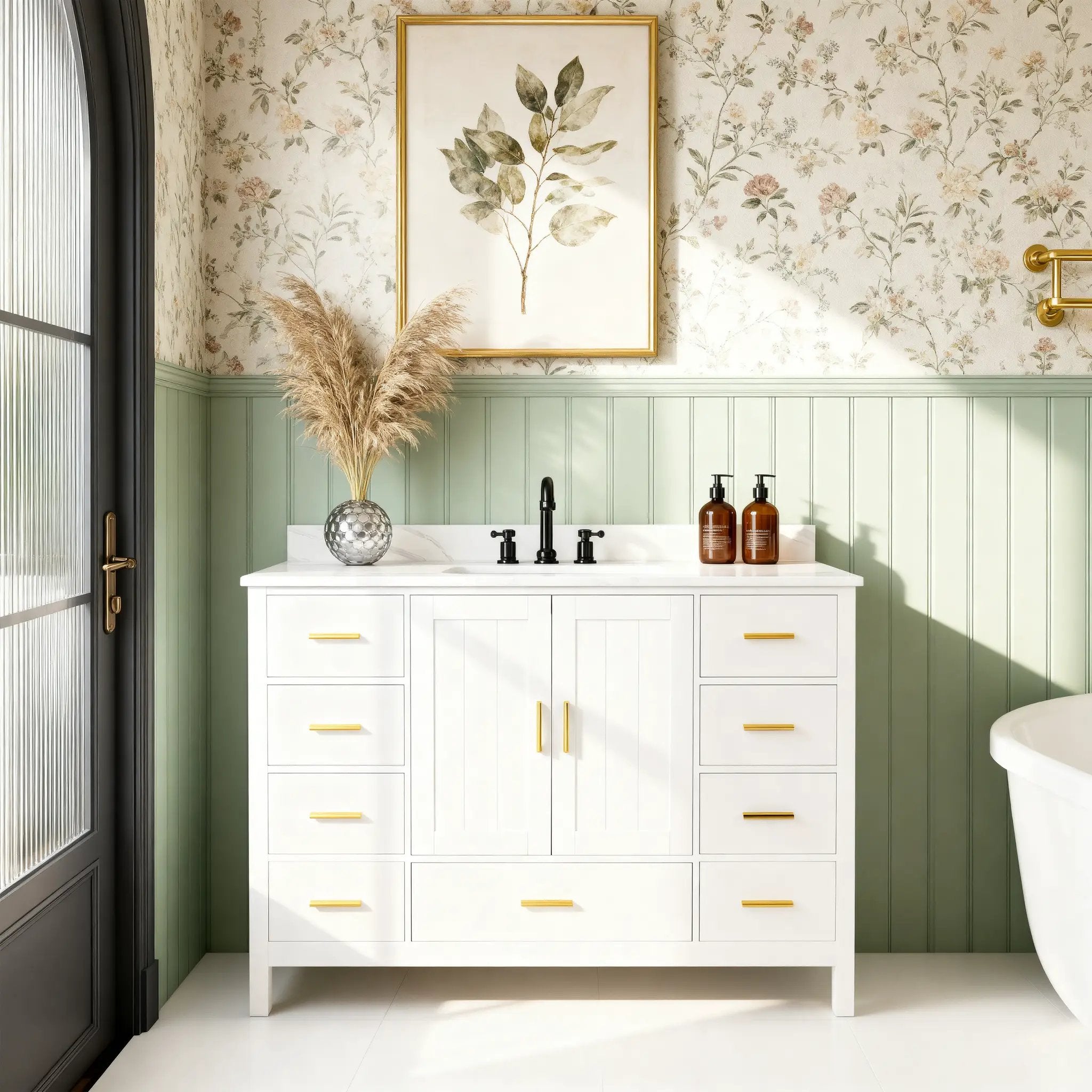 48" Modern Solid Wood Bathroom Vanity with Sink, 49" Carrara by HouseOfZazla