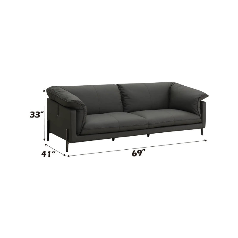 Tadi - Top Grain Leather Loveseat - Black by Unique Piece Furniture