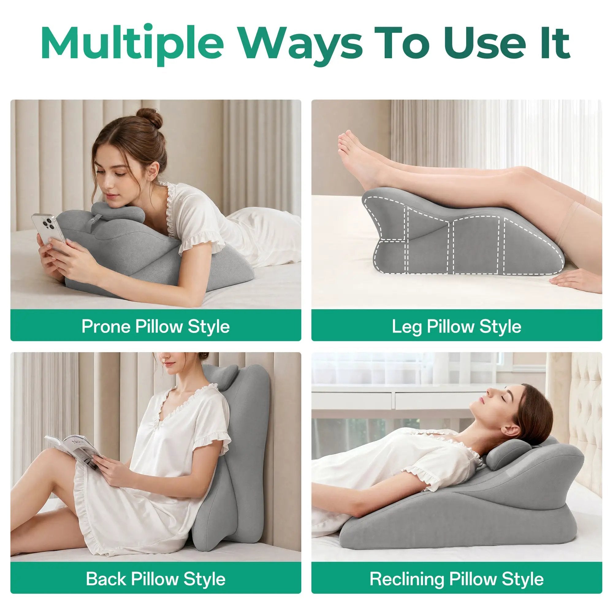 27° Ergonomic Memory Foam Support Pillow for Couples by HouseOfZazla