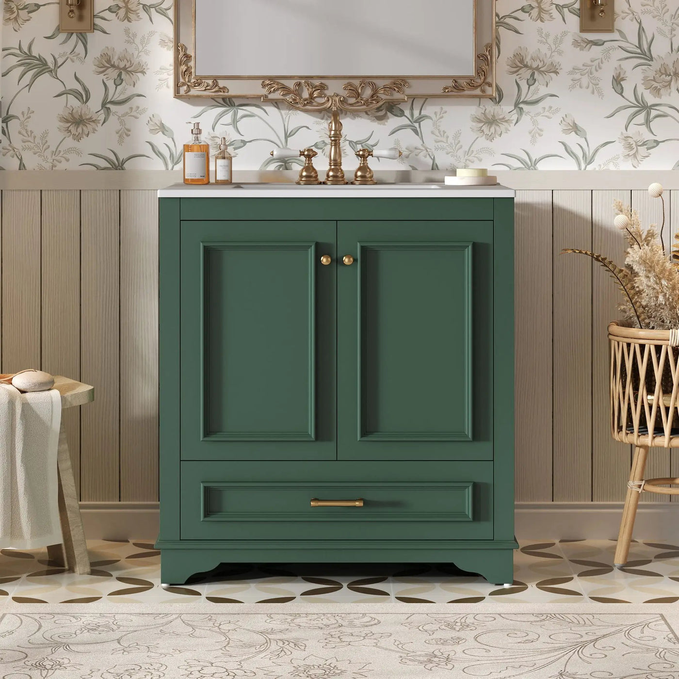 Bathroom Vanity With Sink, Cabinet & 2 Soft Closing Doors & Adjustable Shelf by Unique Piece Furniture