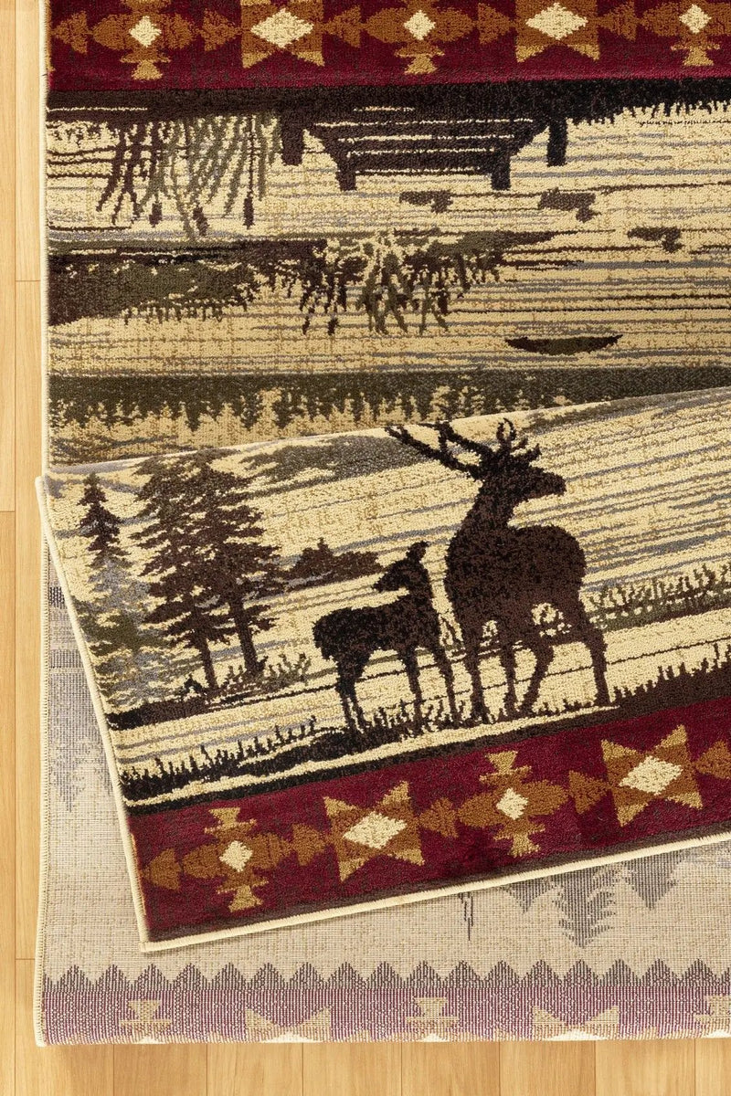 Nature's Nest - 5'3" X 7'3" Lodge Area Rug - Multi / Cream by Unique Piece Furniture